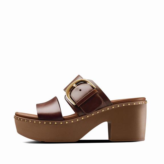 Sandales Compensées Femme Fitflop Pilar Cuir Chocolat / Marron (HWO194563)